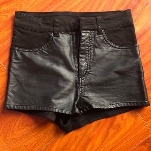 Leather/fabric shorts